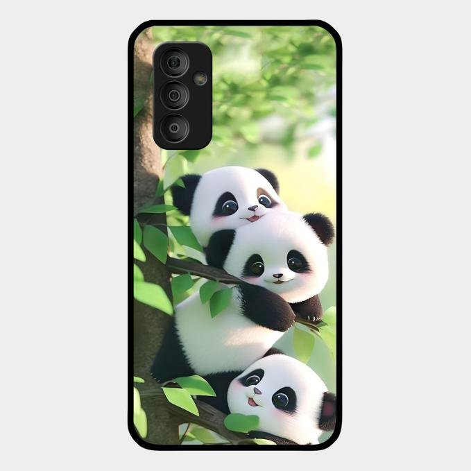 Panda Glossy Metal Case Cover For Samsung Galaxy F23 5G