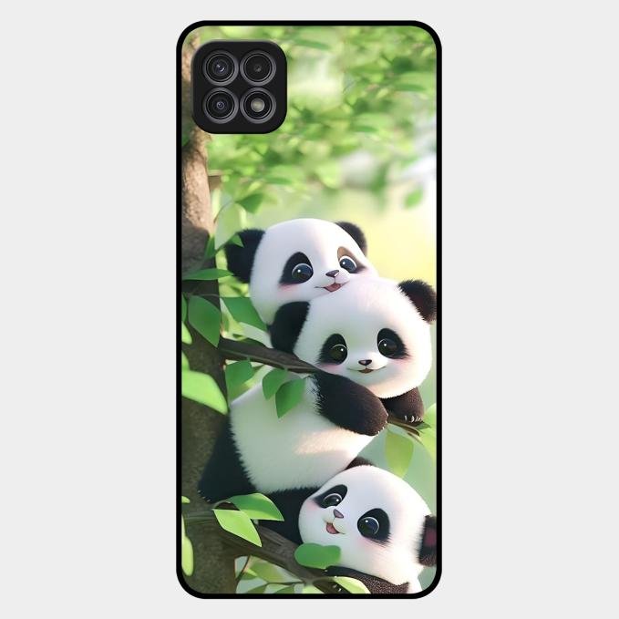 Panda Glossy Metal Case Cover For Samsung Galaxy F42 5G