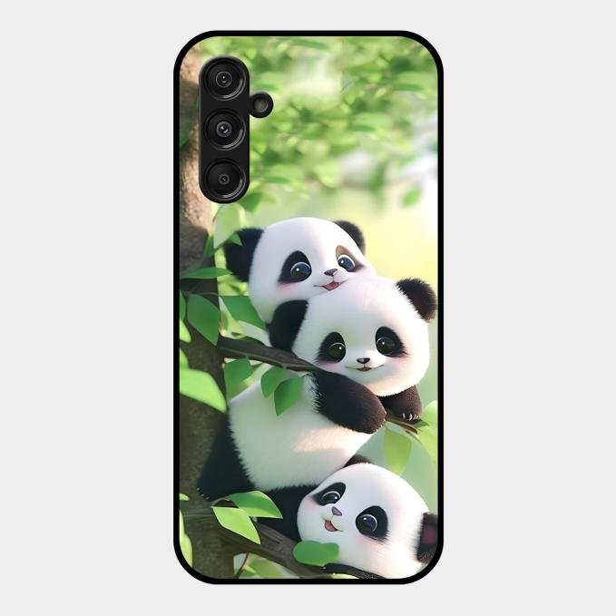 Panda Glossy Metal Case Cover For Samsung Galaxy M34 5G