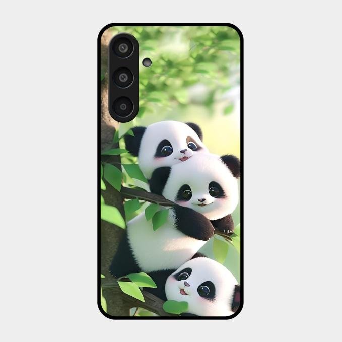 Panda Glossy Metal Case Cover For Samsung Galaxy M35 5G