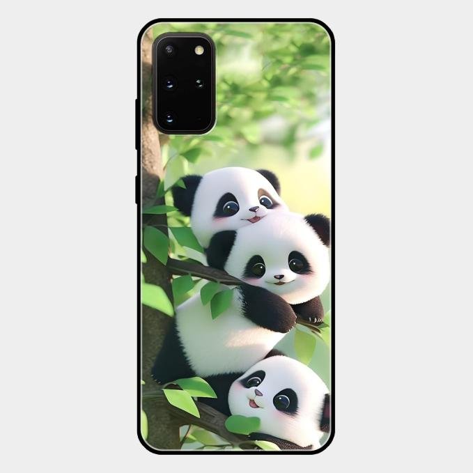 Panda Glossy Metal Case Cover For Samsung Galaxy S20 Plus