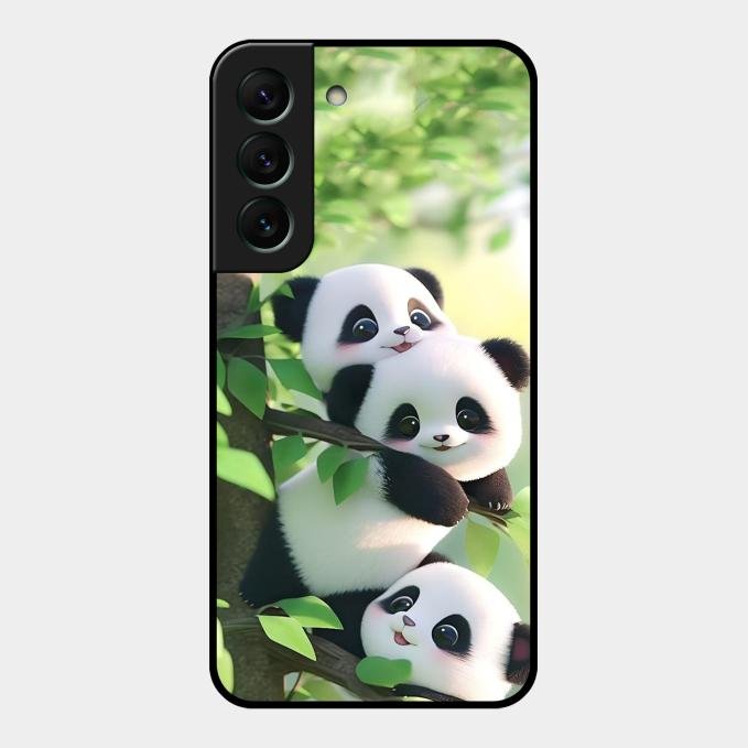 Panda Glossy Metal Case Cover For Samsung Galaxy S22 5G