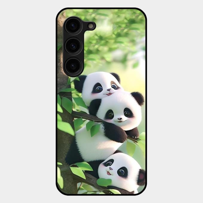 Panda Glossy Metal Case Cover For Samsung Galaxy S23 Plus 5G