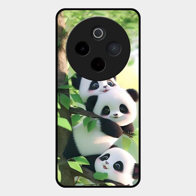 Panda Glossy Metal Case Cover For Vivo T4 5G
