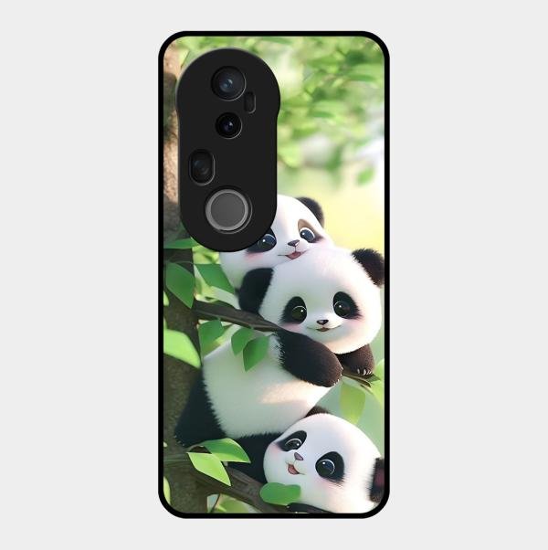 Panda Glossy Metal Case Cover For Vivo T4 Ultra 5G