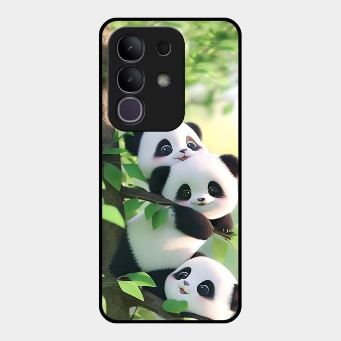 Panda Glossy Metal Case Cover For Vivo T4X 5G