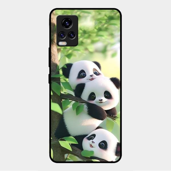 Panda Glossy Metal Case Cover For Vivo V20 2021
