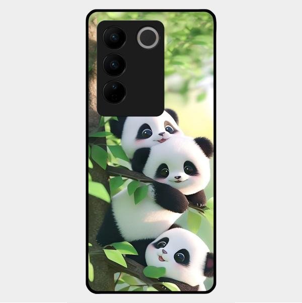 Panda Glossy Metal Case Cover For Vivo V27 5G