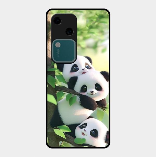 Panda Glossy Metal Case Cover For Vivo V30 5G