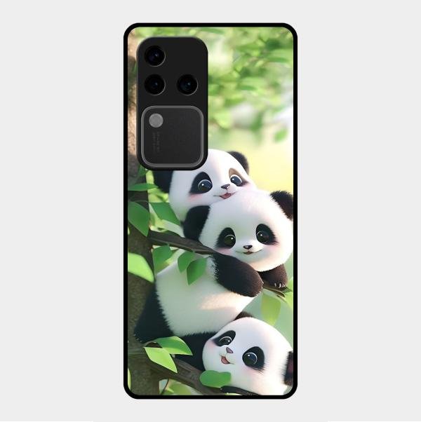 Panda Glossy Metal Case Cover For Vivo V30 Pro 5G