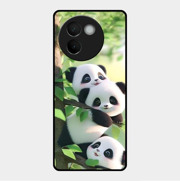 Panda Glossy Metal Case Cover For Vivo V30E 5G