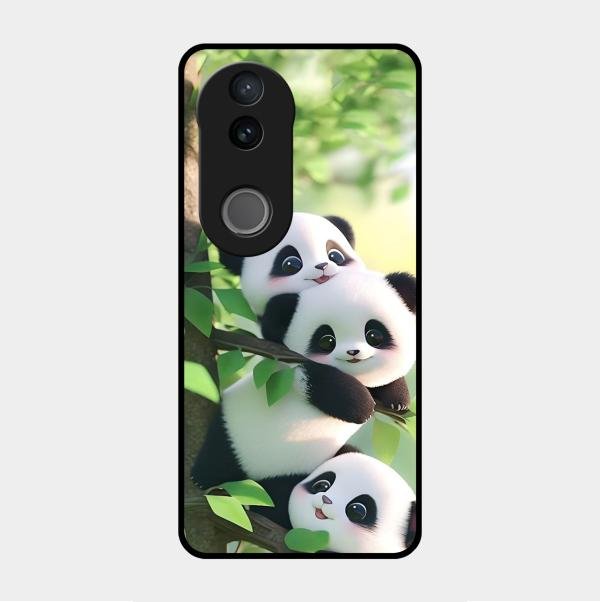 Panda Glossy Metal Case Cover For Vivo V50 5G
