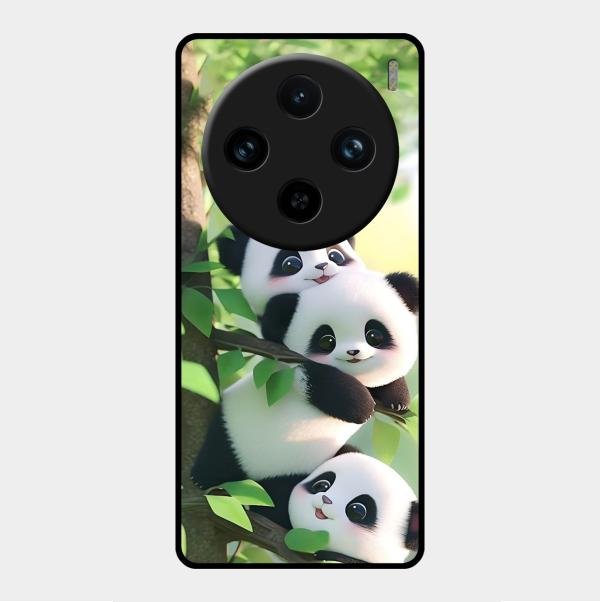 Panda Glossy Metal Case Cover For Vivo X100 Pro 5G