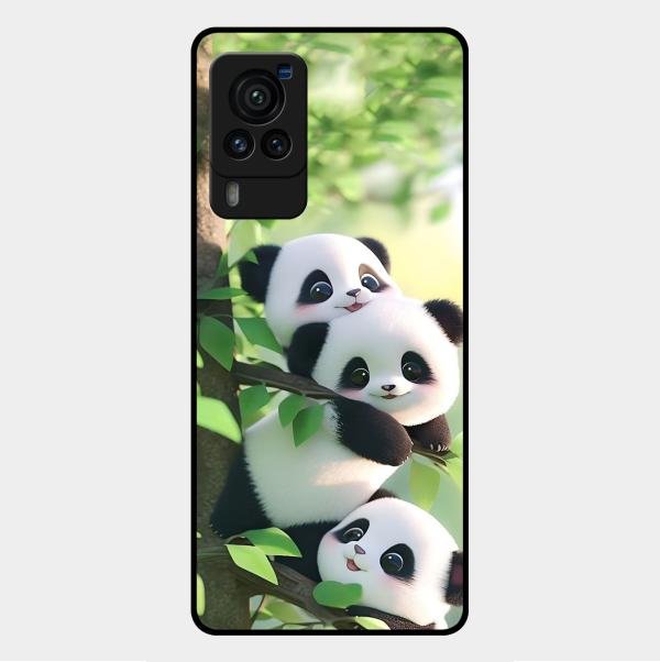 Panda Glossy Metal Case Cover For Vivo X60 Pro 5G