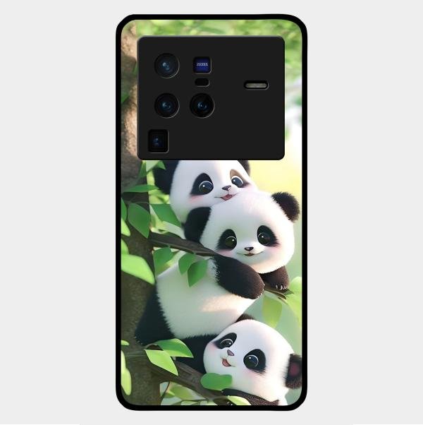 Panda Glossy Metal Case Cover For Vivo X80 Pro 5G
