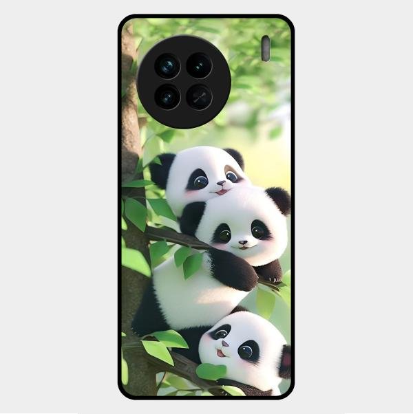 Panda Glossy Metal Case Cover For Vivo X90 5G
