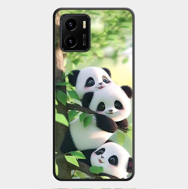 Panda Glossy Metal Case Cover For Vivo Y01