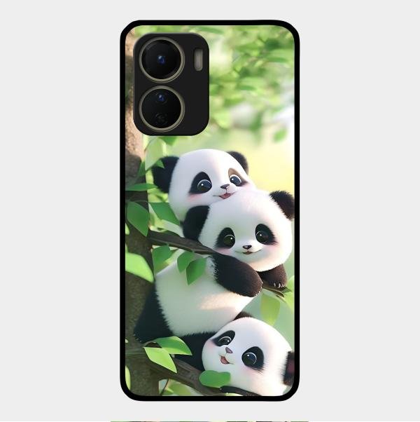 Panda Glossy Metal Case Cover For Vivo Y16
