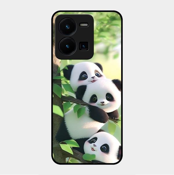 Panda Glossy Metal Case Cover For Vivo Y35