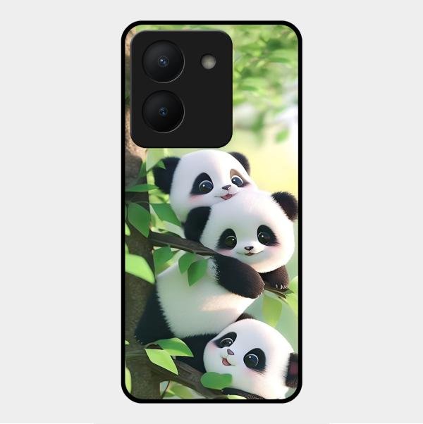 Panda Glossy Metal Case Cover For Vivo Y36