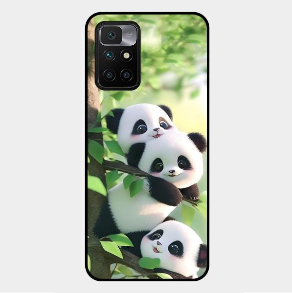 Panda Glossy Metal Case Cover For Xiaomi Redmi 10 Prime 2022