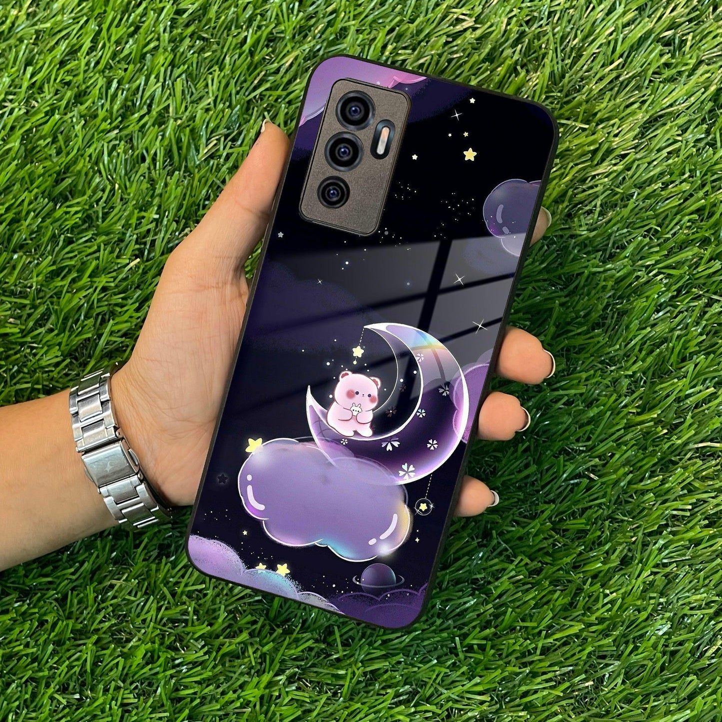 Sky Panda Design Glass Phone Case Cover For Vivo