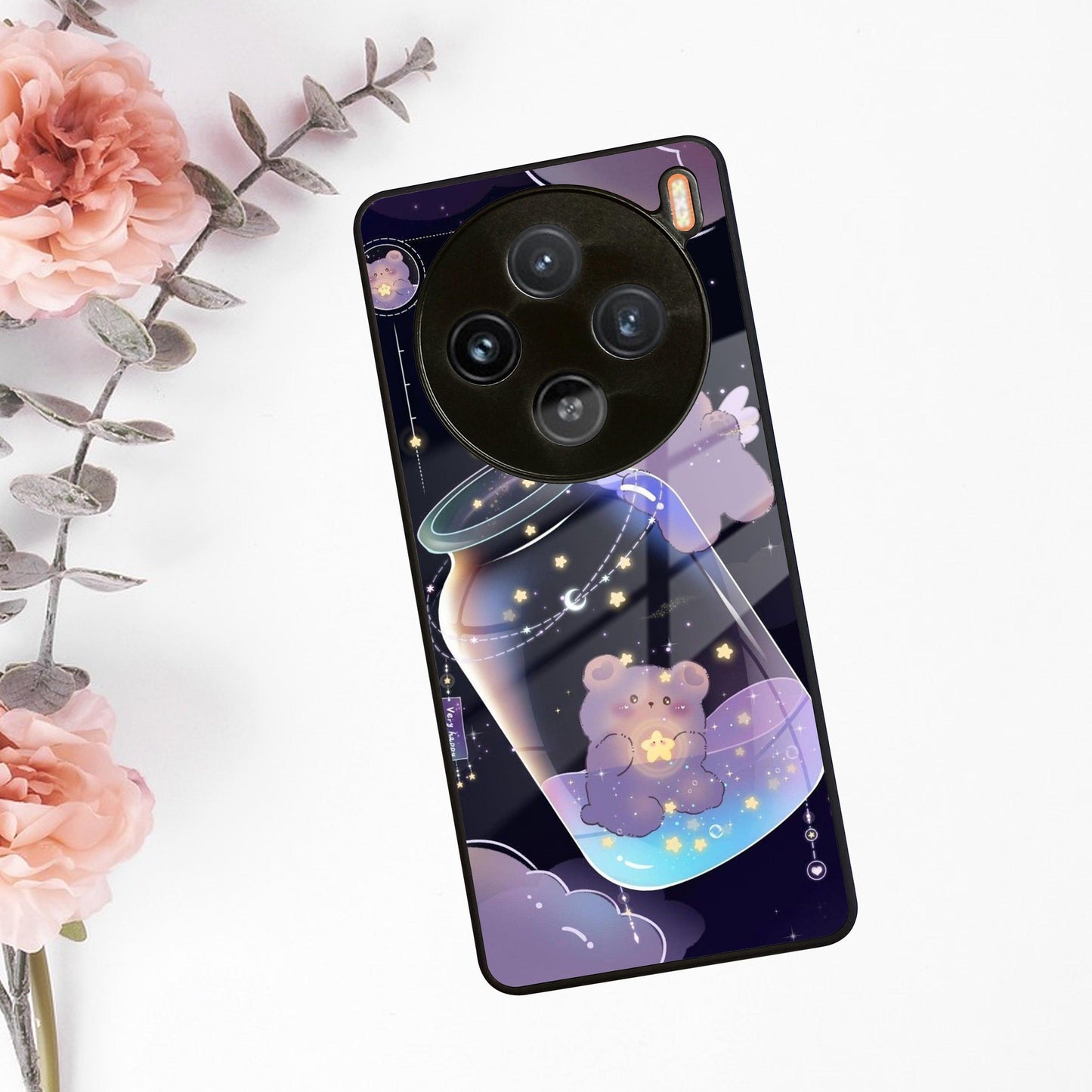 Sky Panda Design Glass Phone Case Cover V2 For Vivo