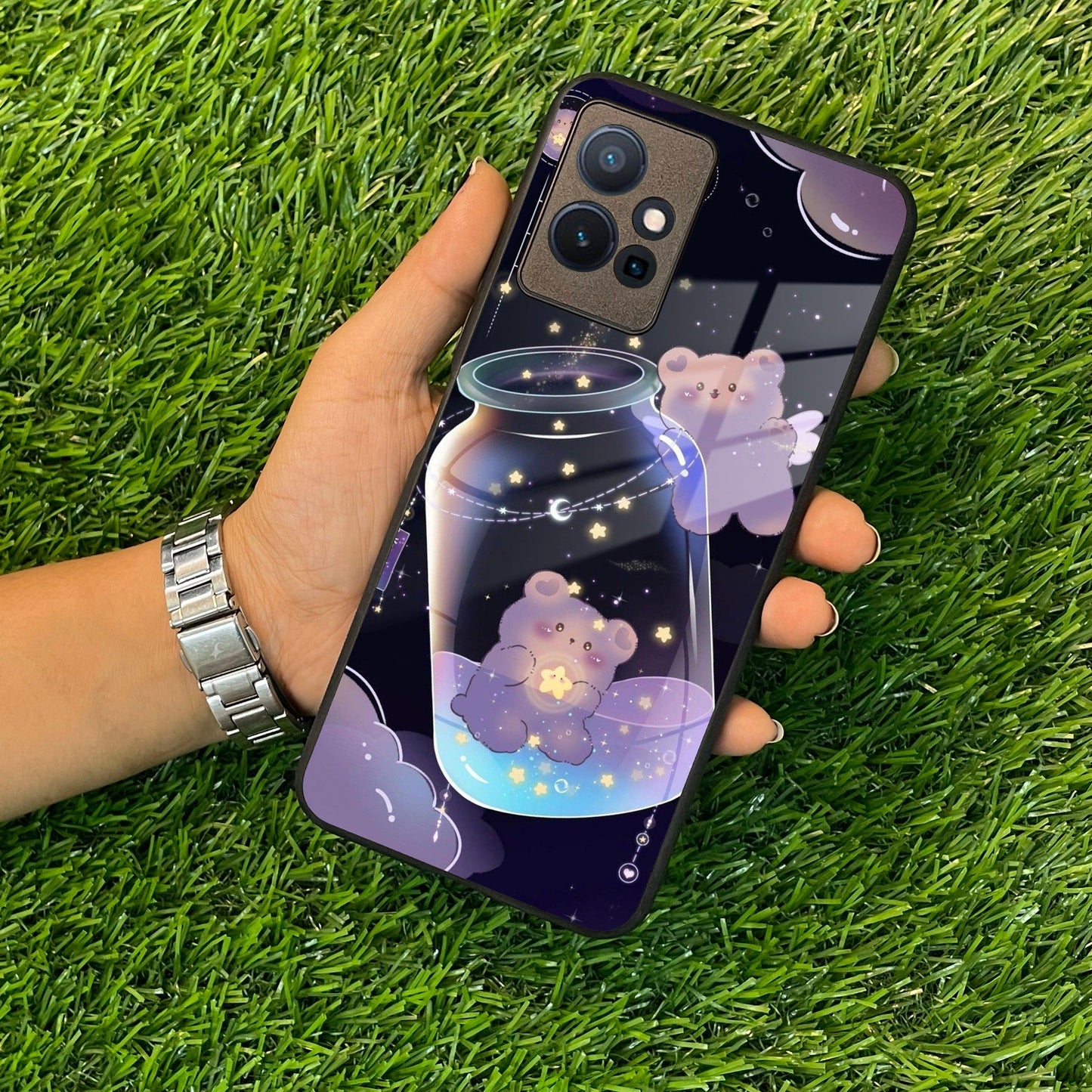 Sky Panda Design Glass Phone Case Cover V2 For Vivo