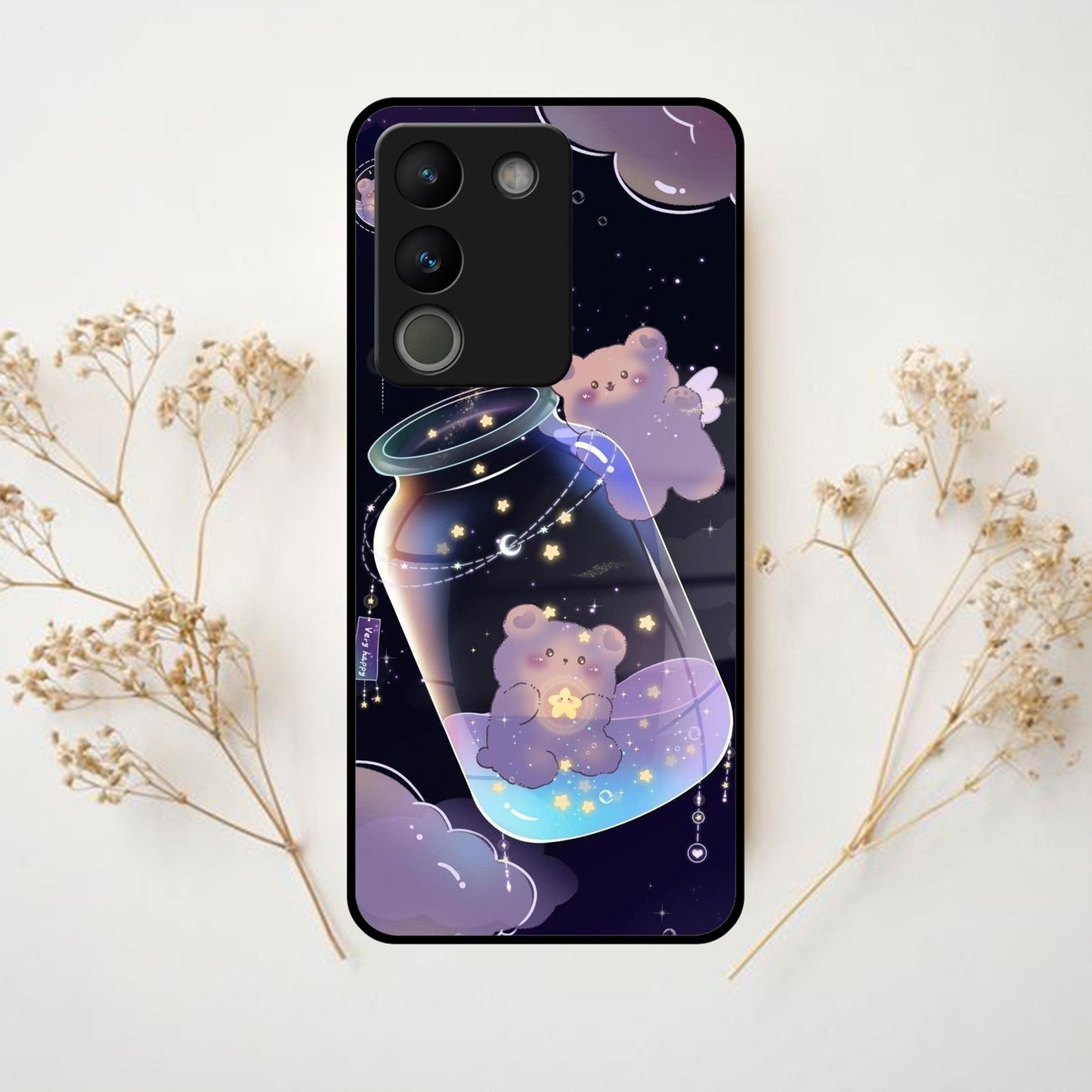 Sky Panda Design Glass Phone Case Cover V2 For Vivo