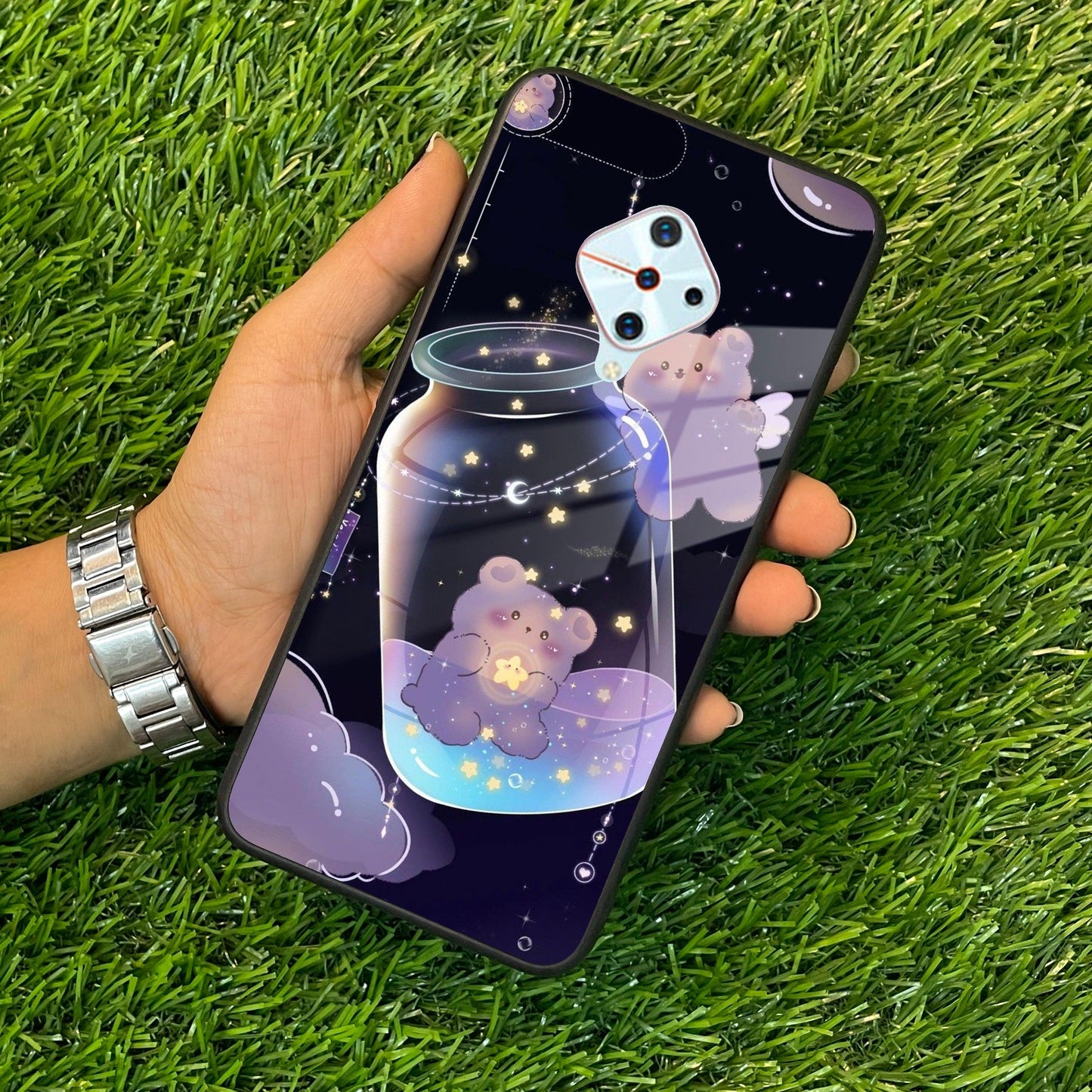 Sky Panda Design Glass Phone Case Cover V2 For Vivo