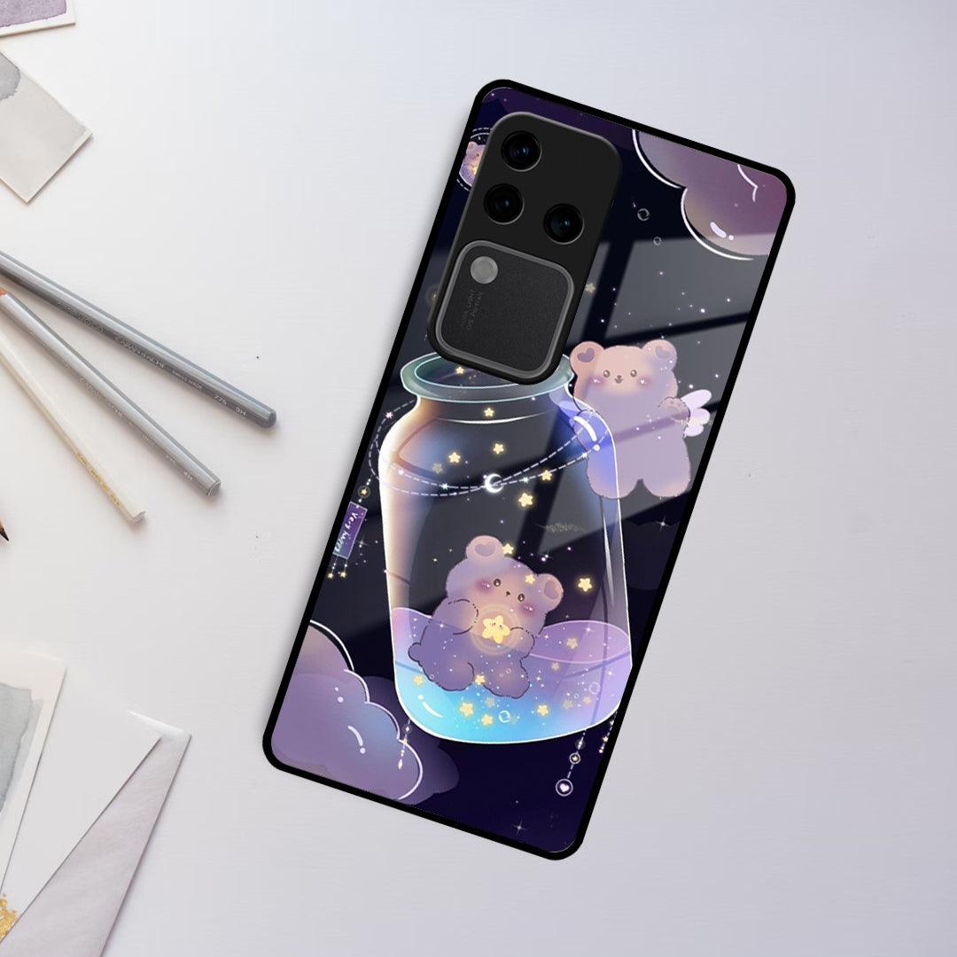 Sky Panda Design Glass Phone Case Cover V2 For Vivo