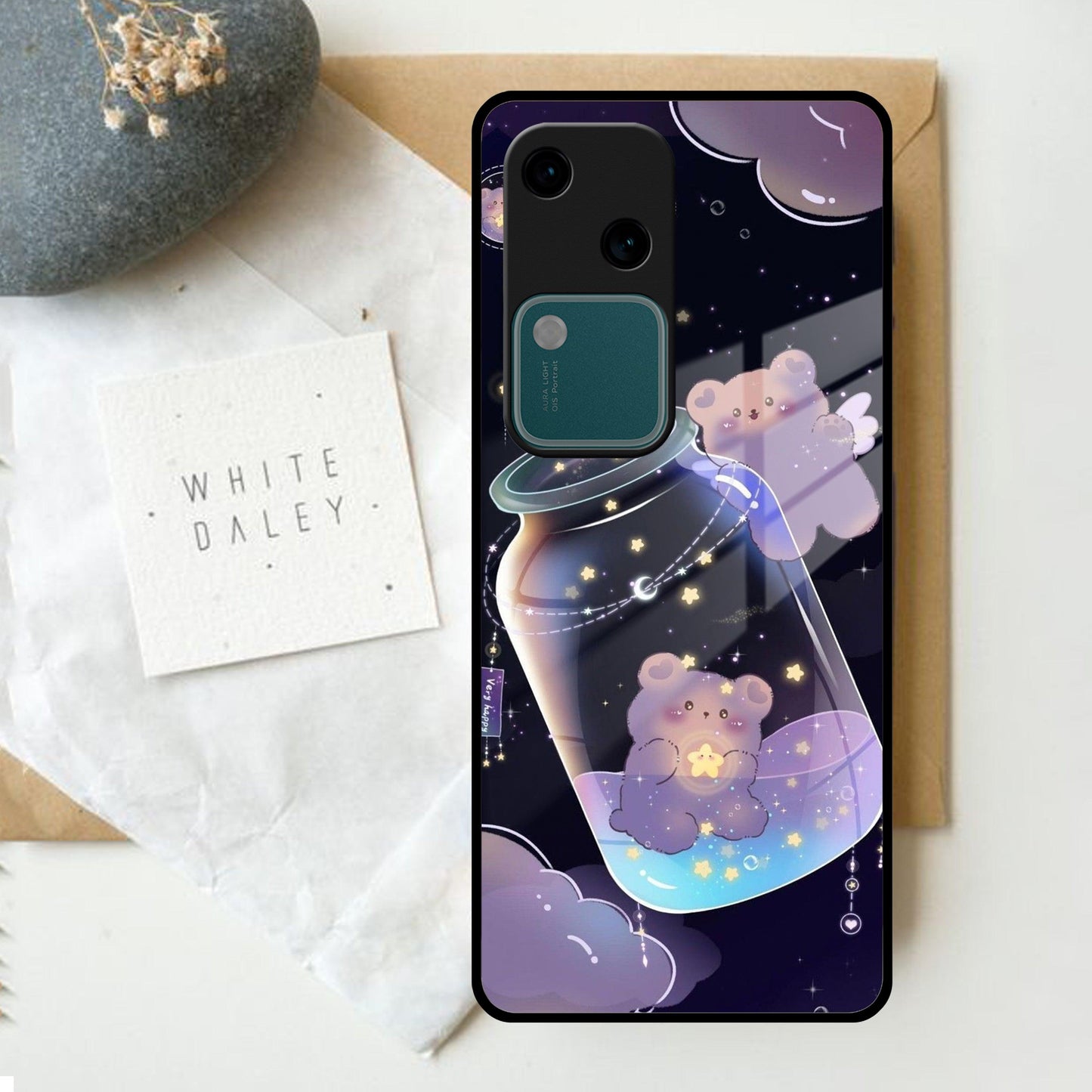 Sky Panda Design Glass Phone Case Cover V2 For Vivo