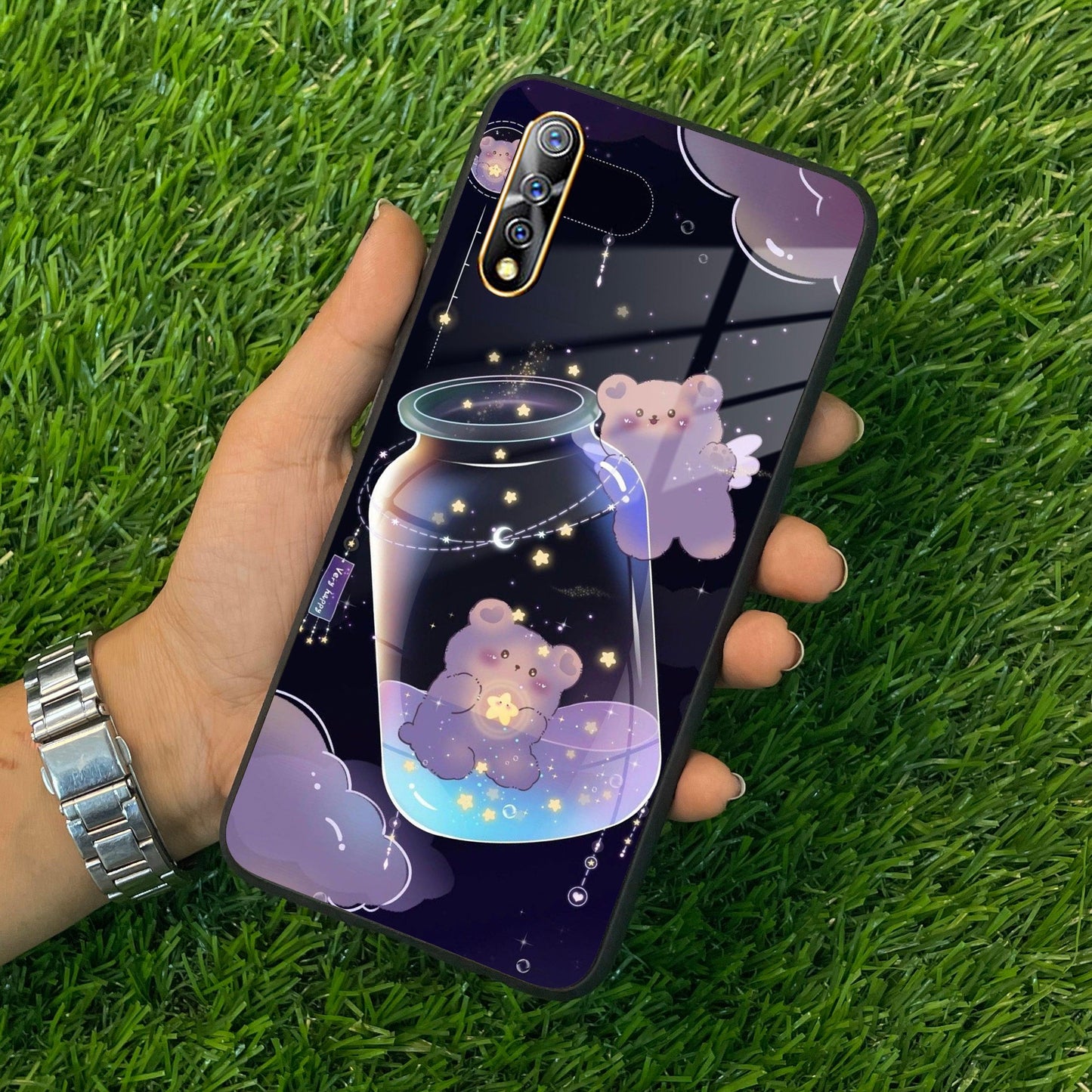 Sky Panda Design Glass Phone Case Cover V2 For Vivo