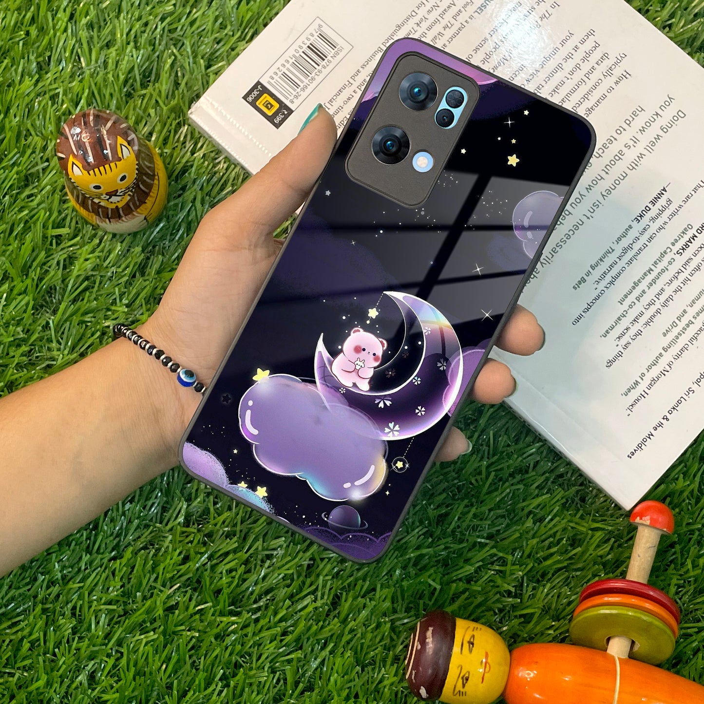 Sky Panda Design Glass Phone Case Cover For Oppo