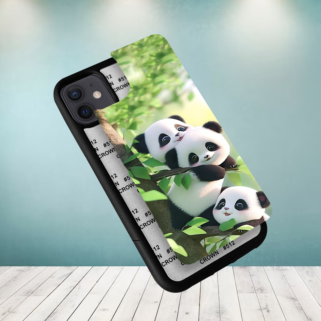Panda Glossy Metal Case Cover For iPhone