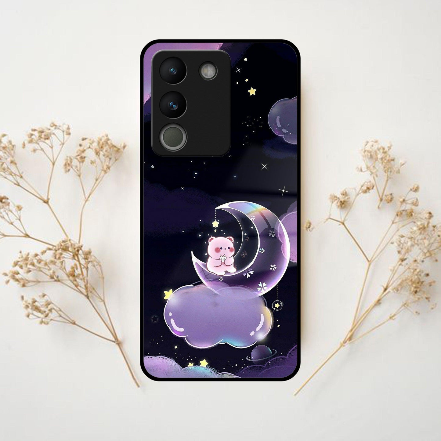 Sky Panda Design Glass Phone Case Cover For Vivo