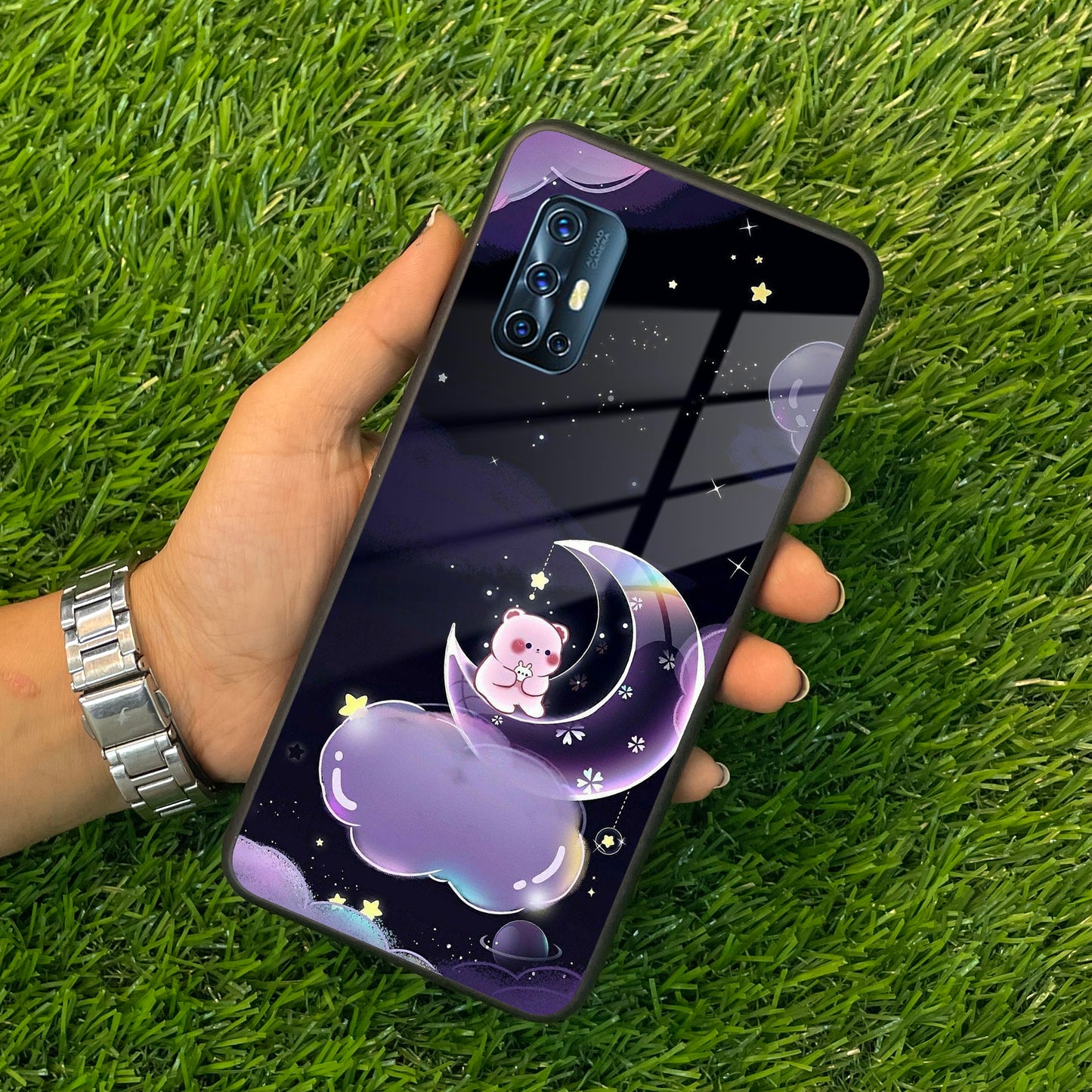 Sky Panda Design Glass Phone Case Cover For Vivo