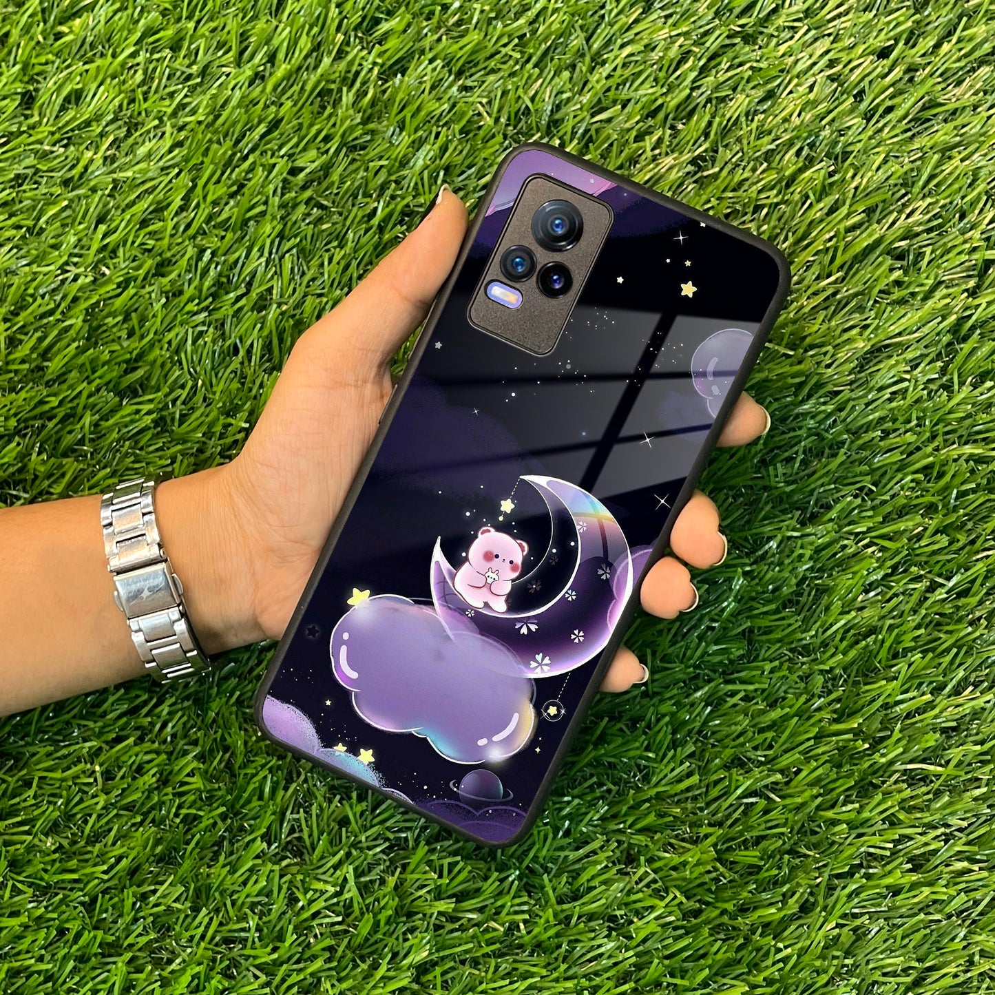 Sky Panda Design Glass Phone Case Cover For Vivo