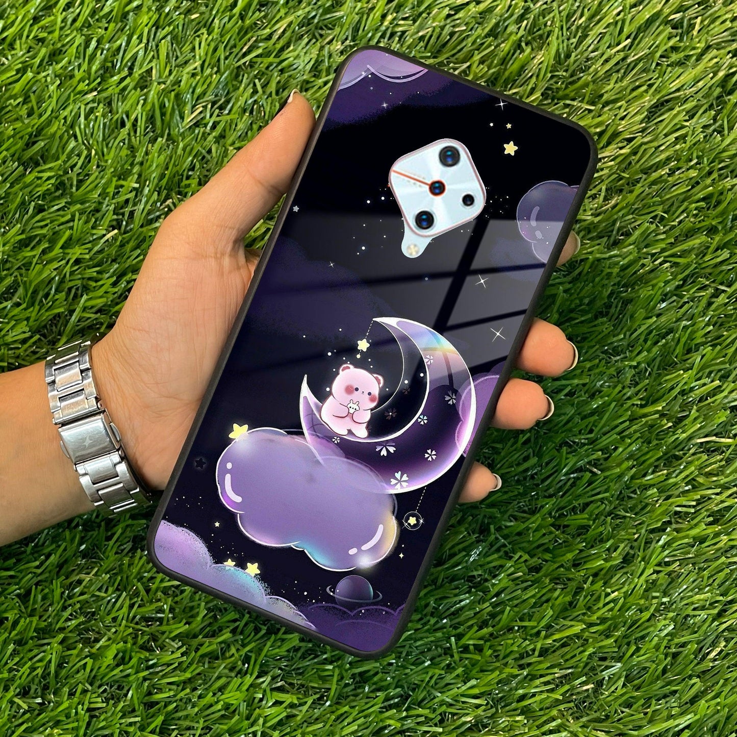 Sky Panda Design Glass Phone Case Cover For Vivo