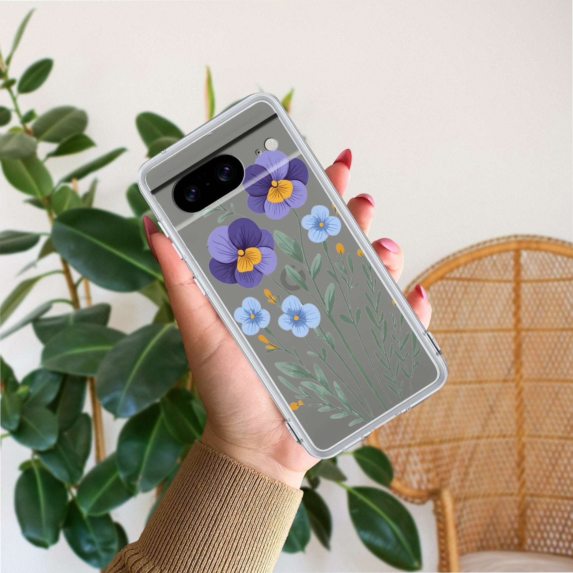 Pansies flowers Transparent Silicon Case For Google Pixel 8 5G