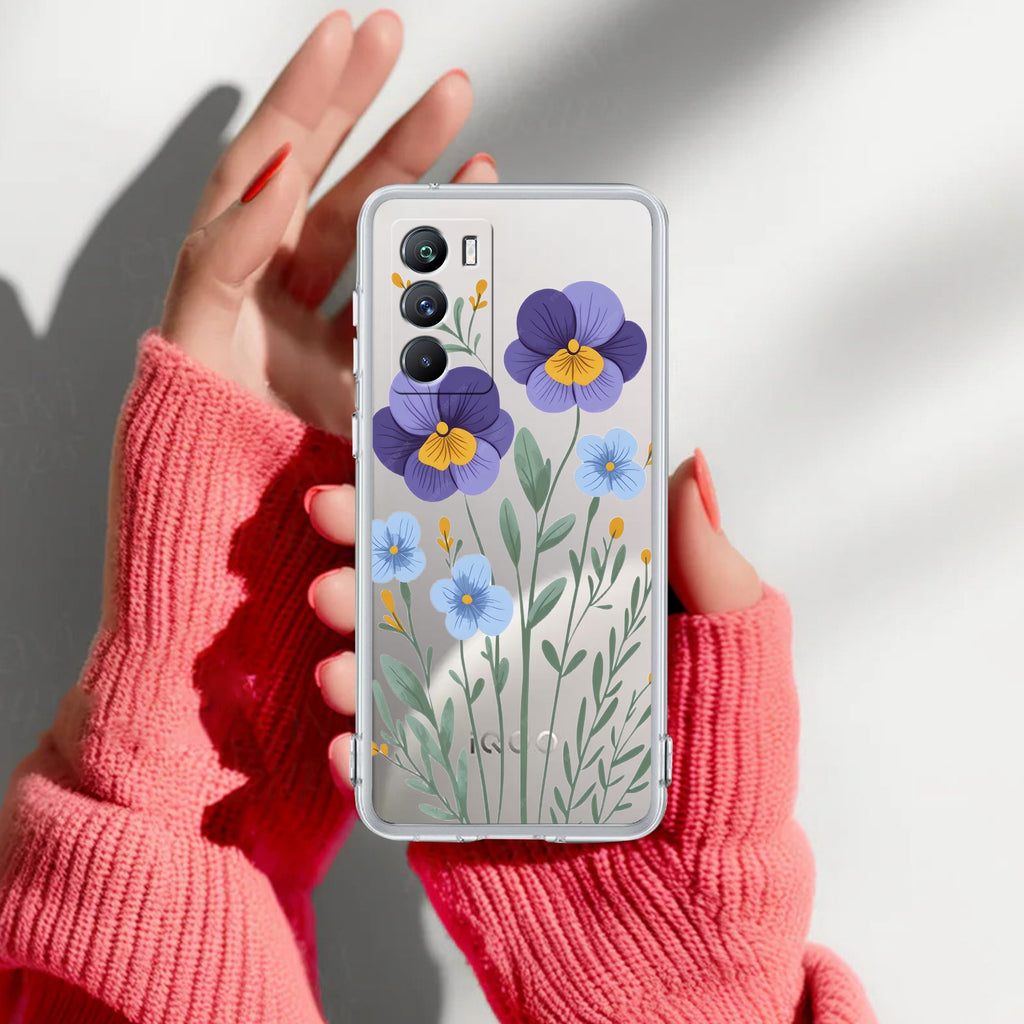 Pansies flowers Transparent Silicon Case For iQOO 9 SE 5G