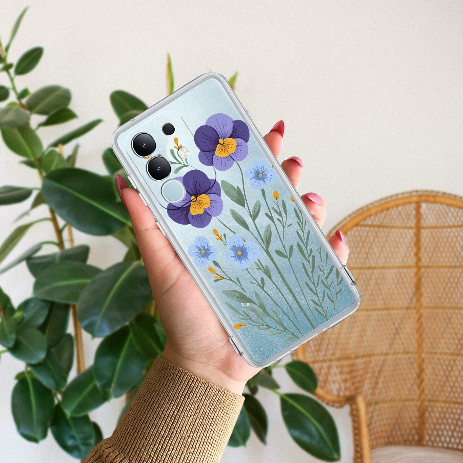 Pansies flowers Transparent Silicon Case For iQOO Z10x 5G