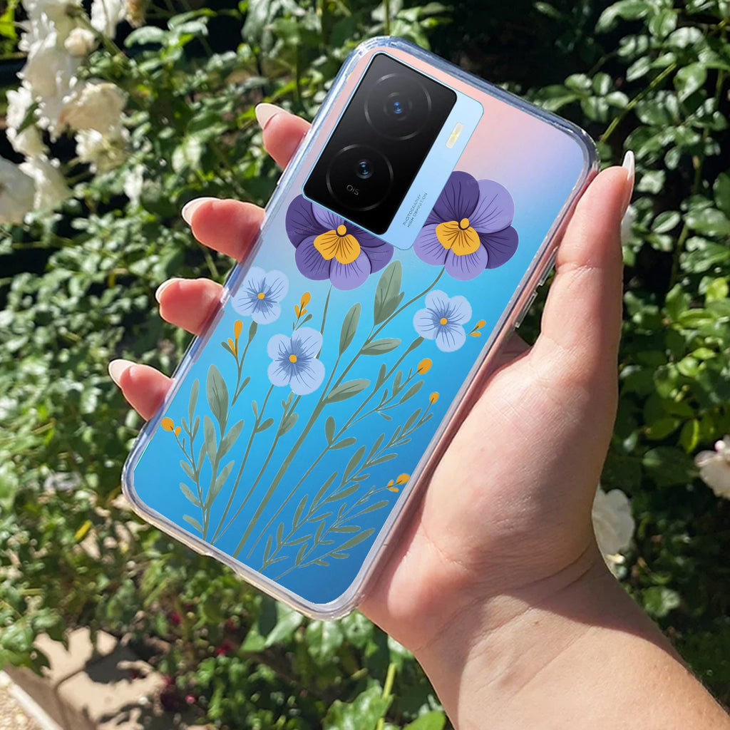 Pansies flowers Transparent Silicon Case For iQOO Z7s 5G