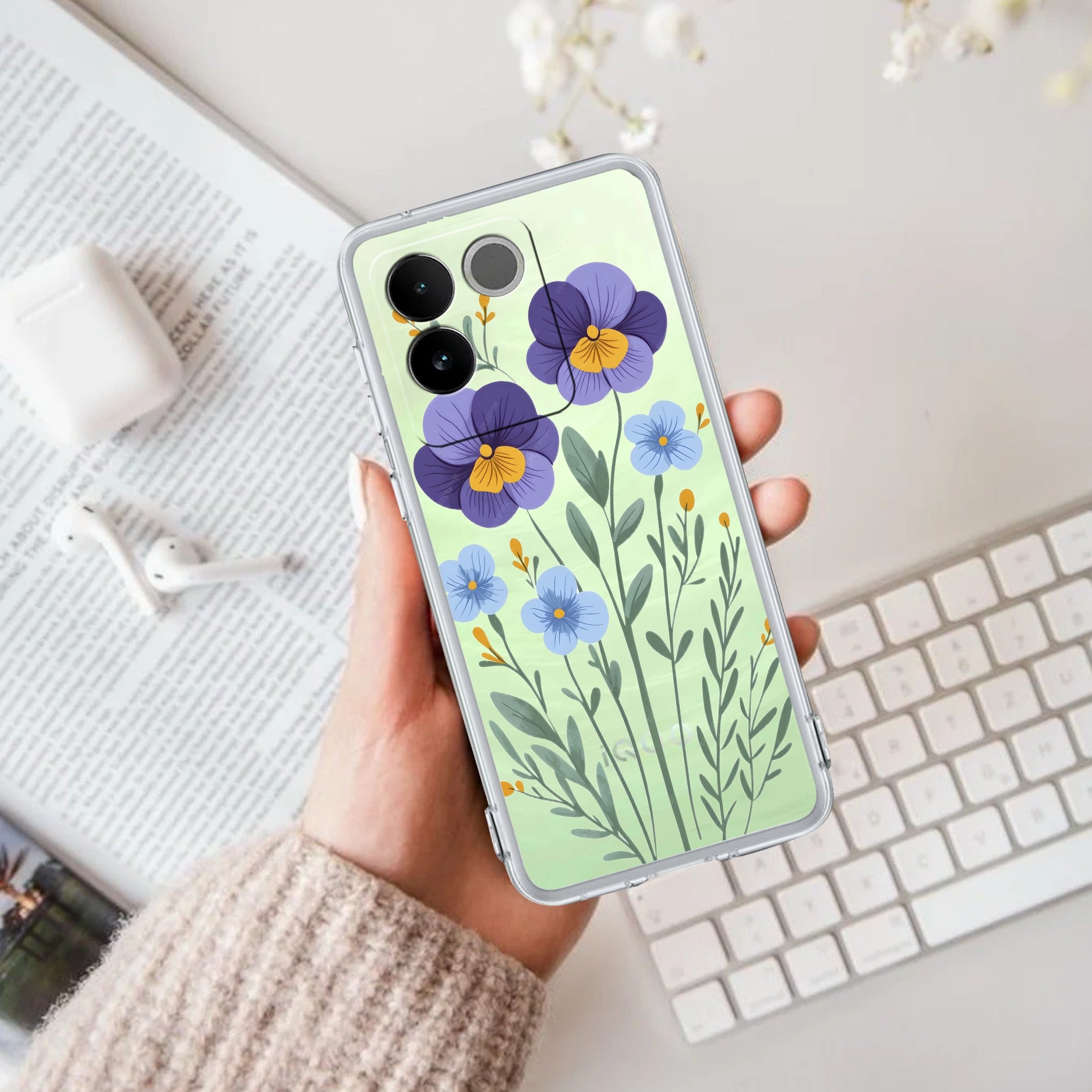 Pansies flowers Transparent Silicon Case For Vivo T2 Pro 5G