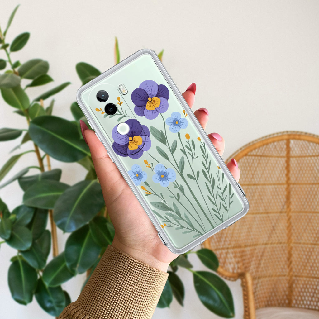 Pansies flowers Transparent Silicon Case For iQOO Z9s 5G