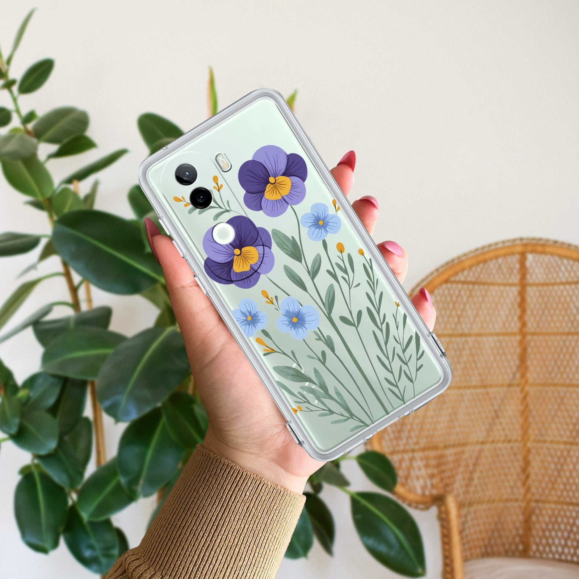 Pansies flowers Transparent Silicon Case For iQOO Z9s 5G