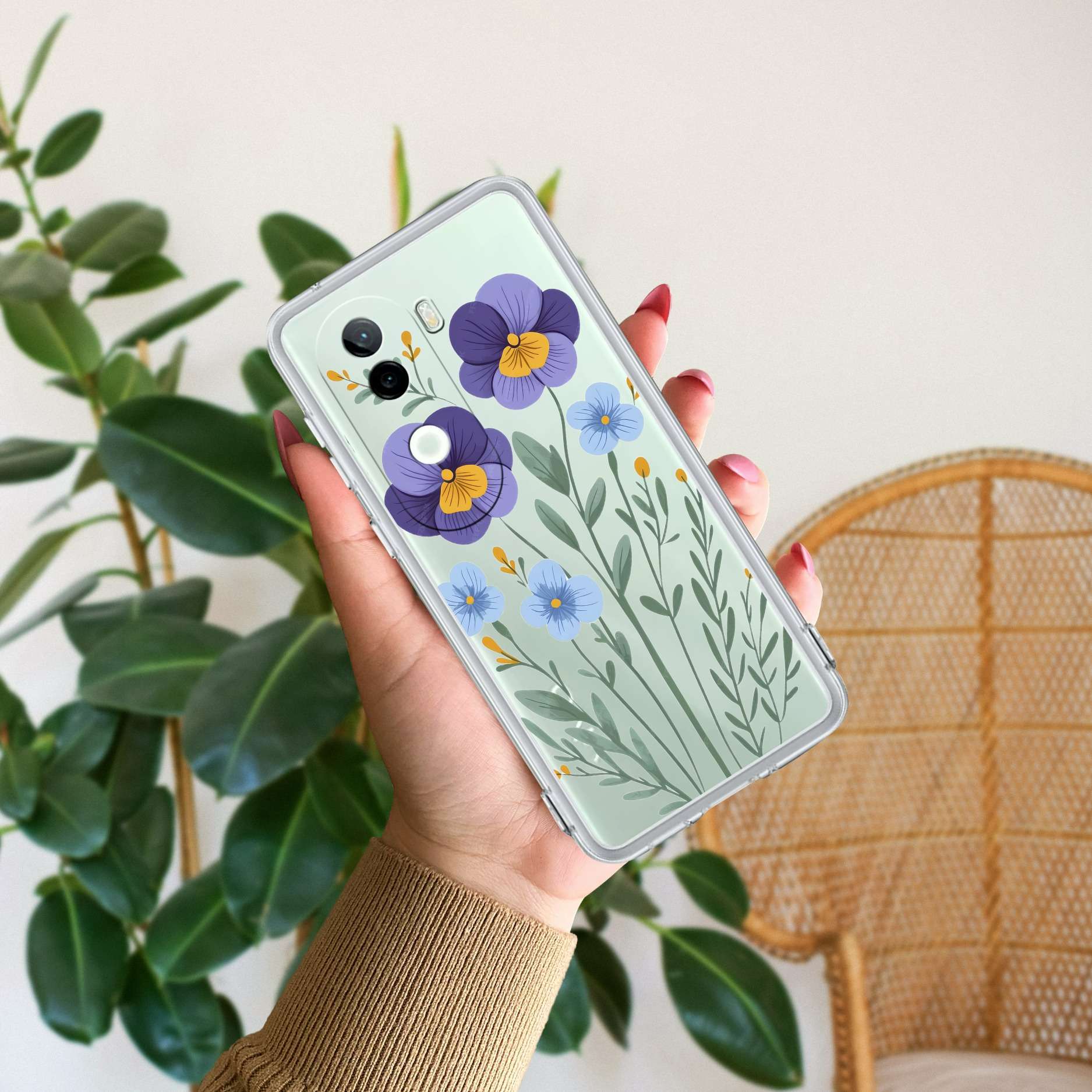 Pansies flowers Transparent Silicon Case For Vivo V23 Pro 5G