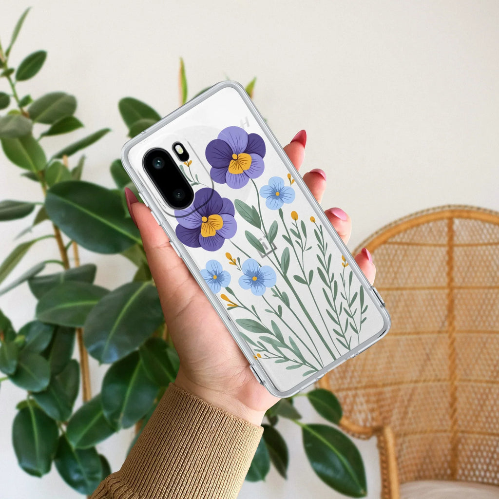 Pansies flowers Transparent Silicon Case For OnePlus 9 Pro