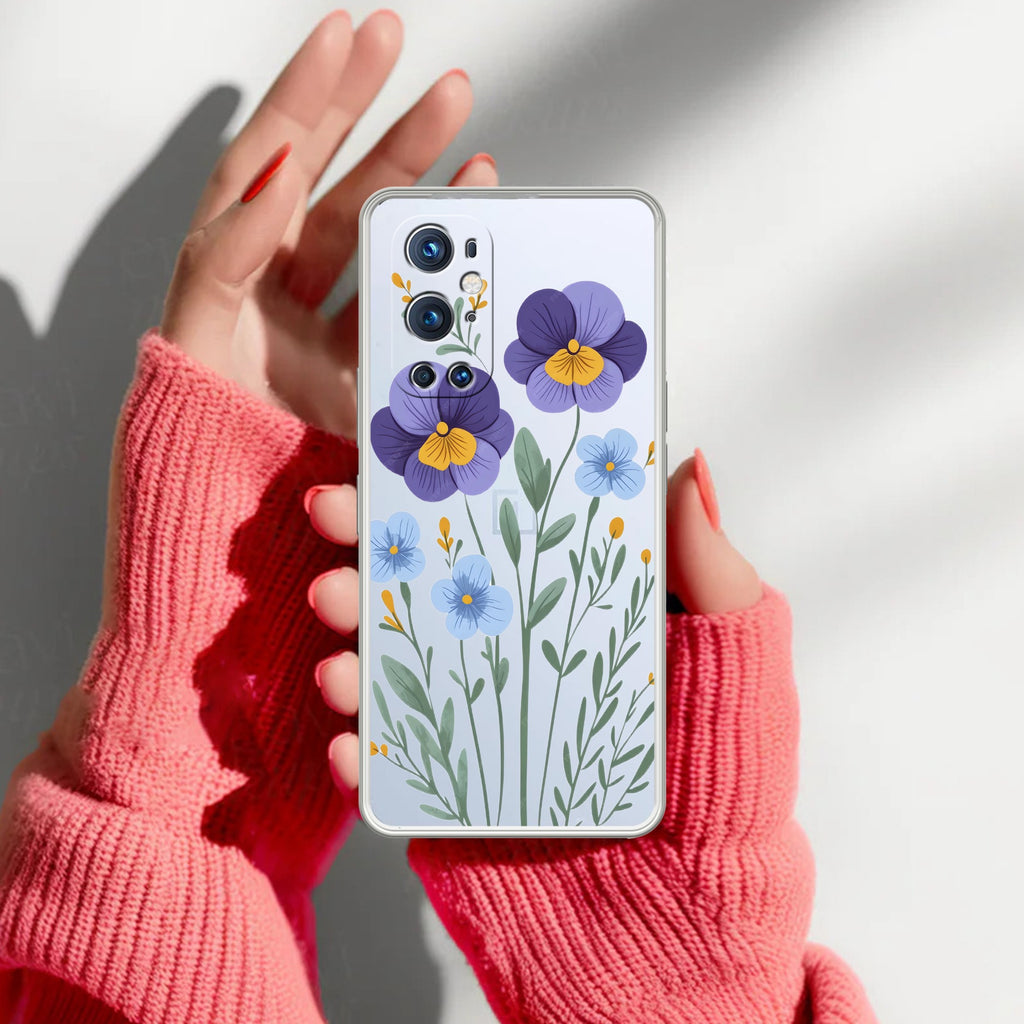 Pansies flowers Transparent Silicon Case For OnePlus 9 Pro