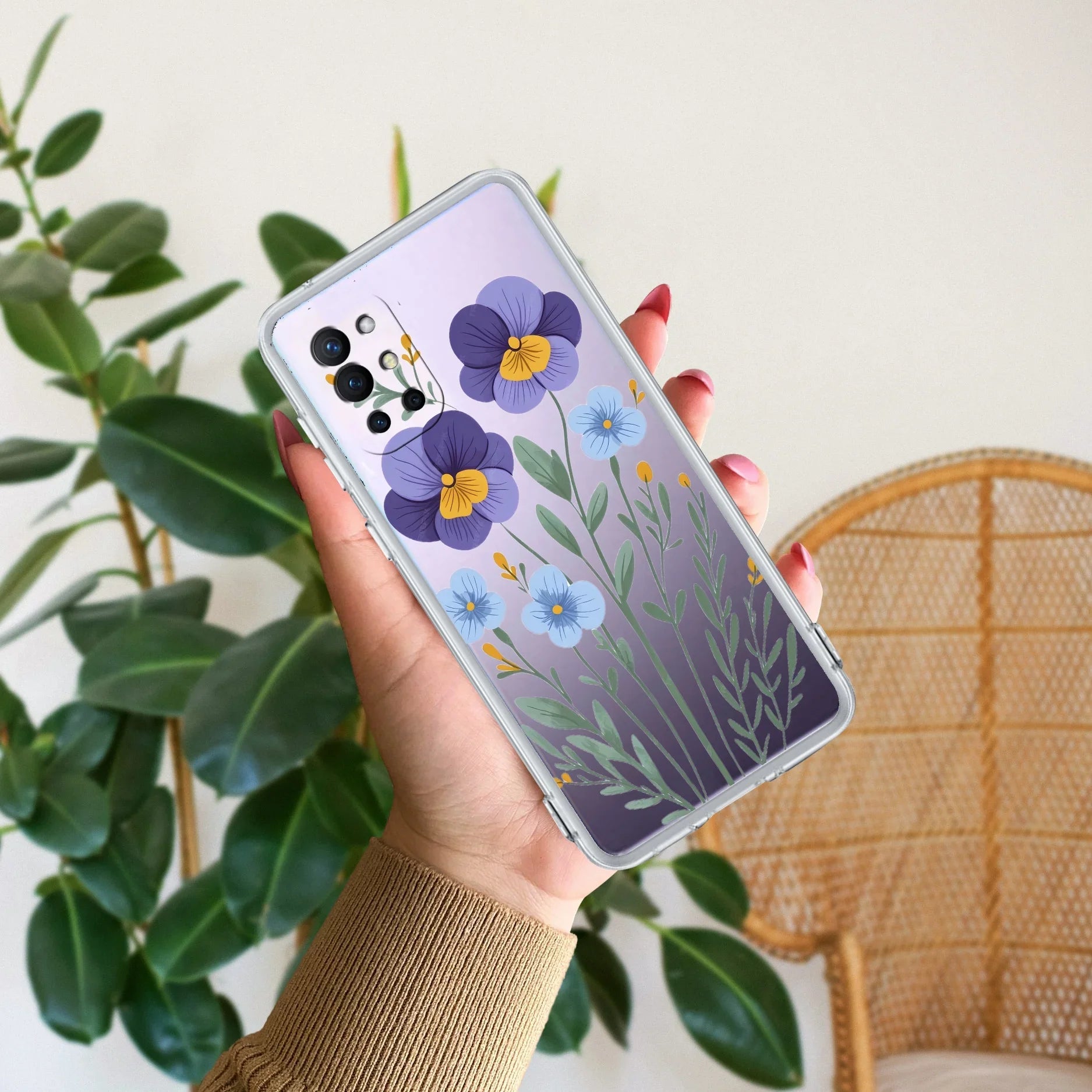 Pansies flowers Transparent Silicon Case For OnePlus 9RT 5G